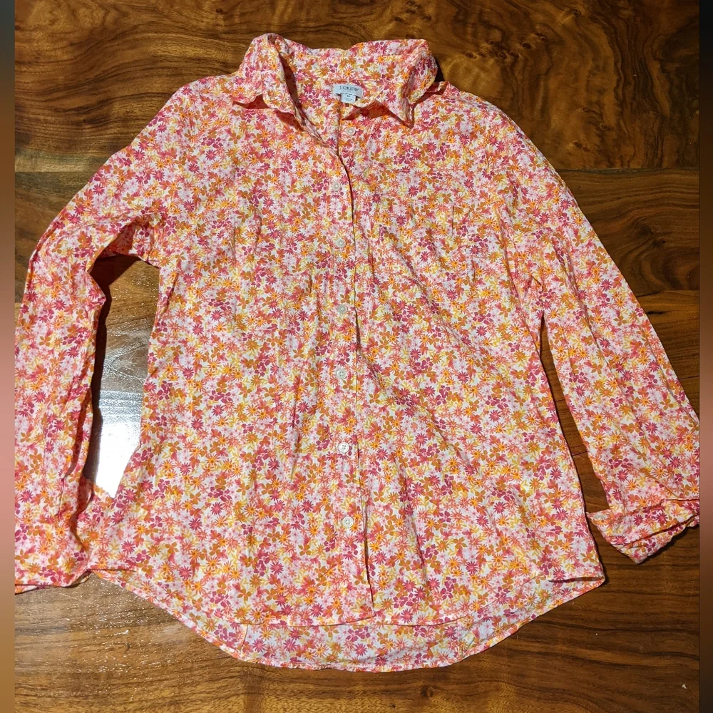 J. Crew - Lightweight Cotton Shirt Signature Fit BF817 | Medium | Pink Floral - Picture 7 of 15